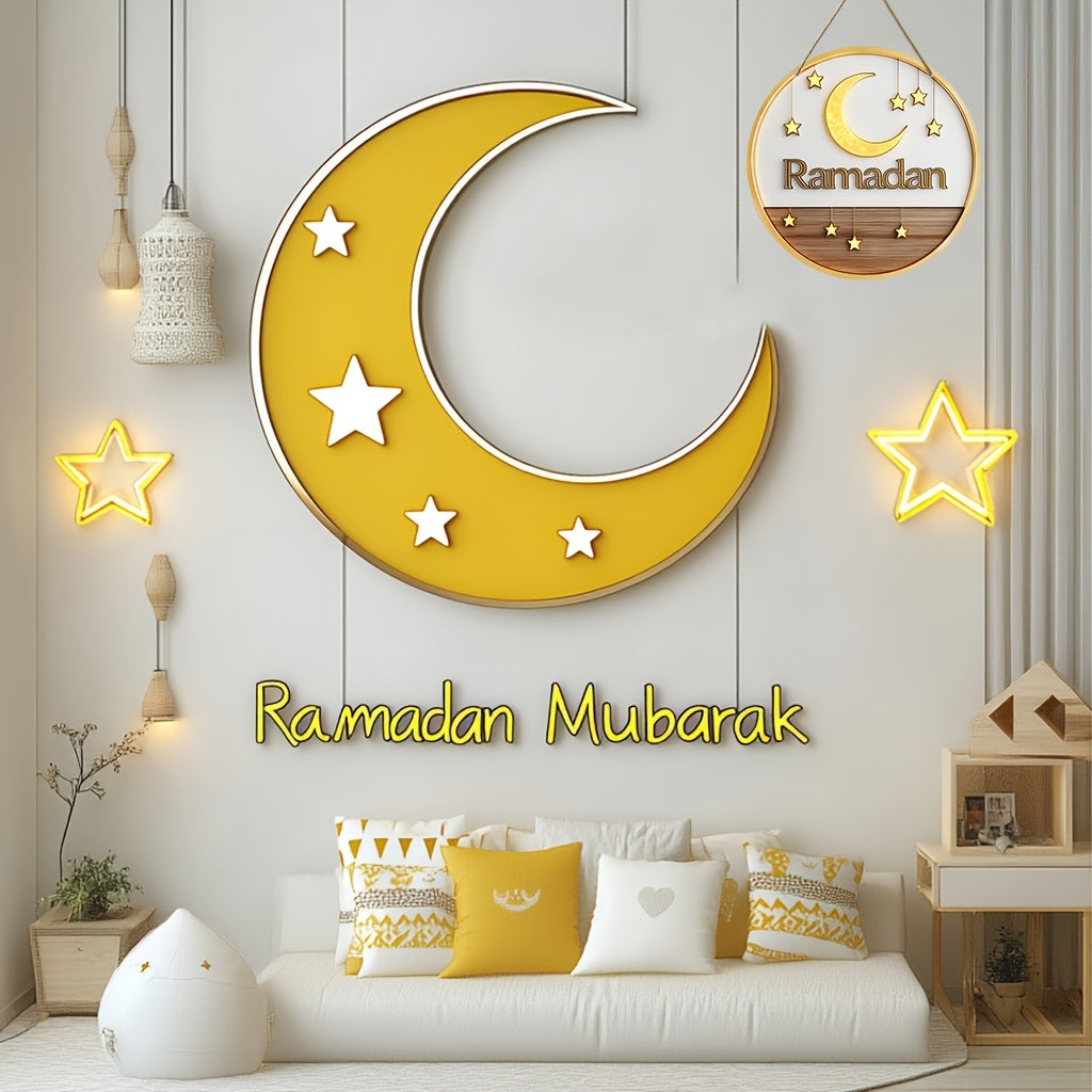 Wreath Sign Islam Gift Decor Ramadan Wooden