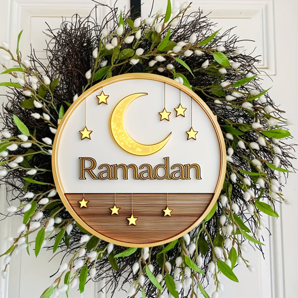 Wreath Sign Islam Gift Decor Ramadan Wooden
